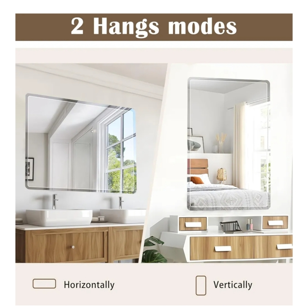 Bathroom-Mirror-for-Wall,12x16in Small Frameless Wall Mounted Mirrors, - Picture 3 of 6